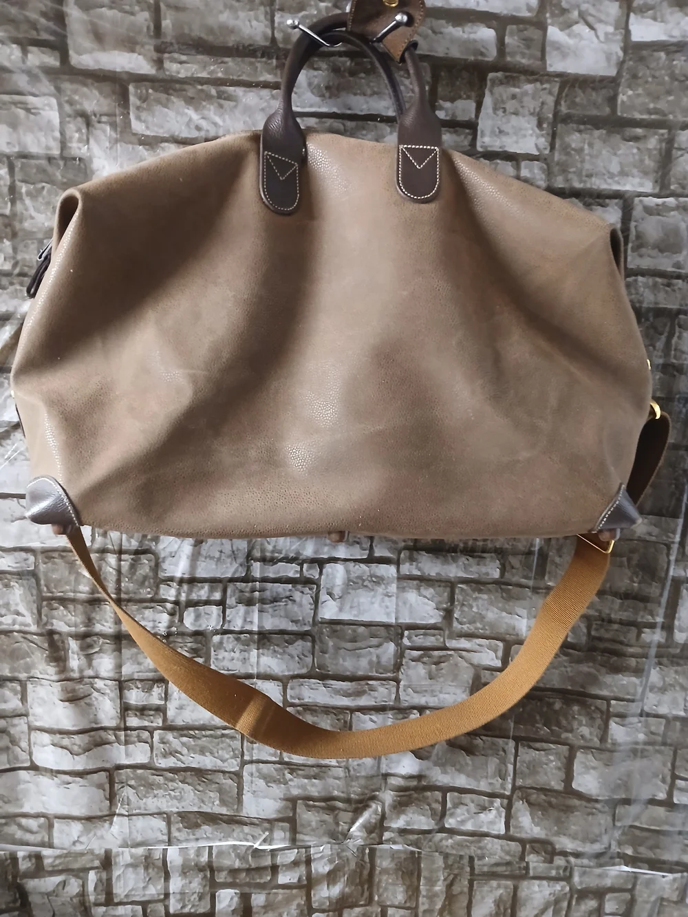 Bric's Taupe-Brown Weekender Duffel with Dark Brown Trim